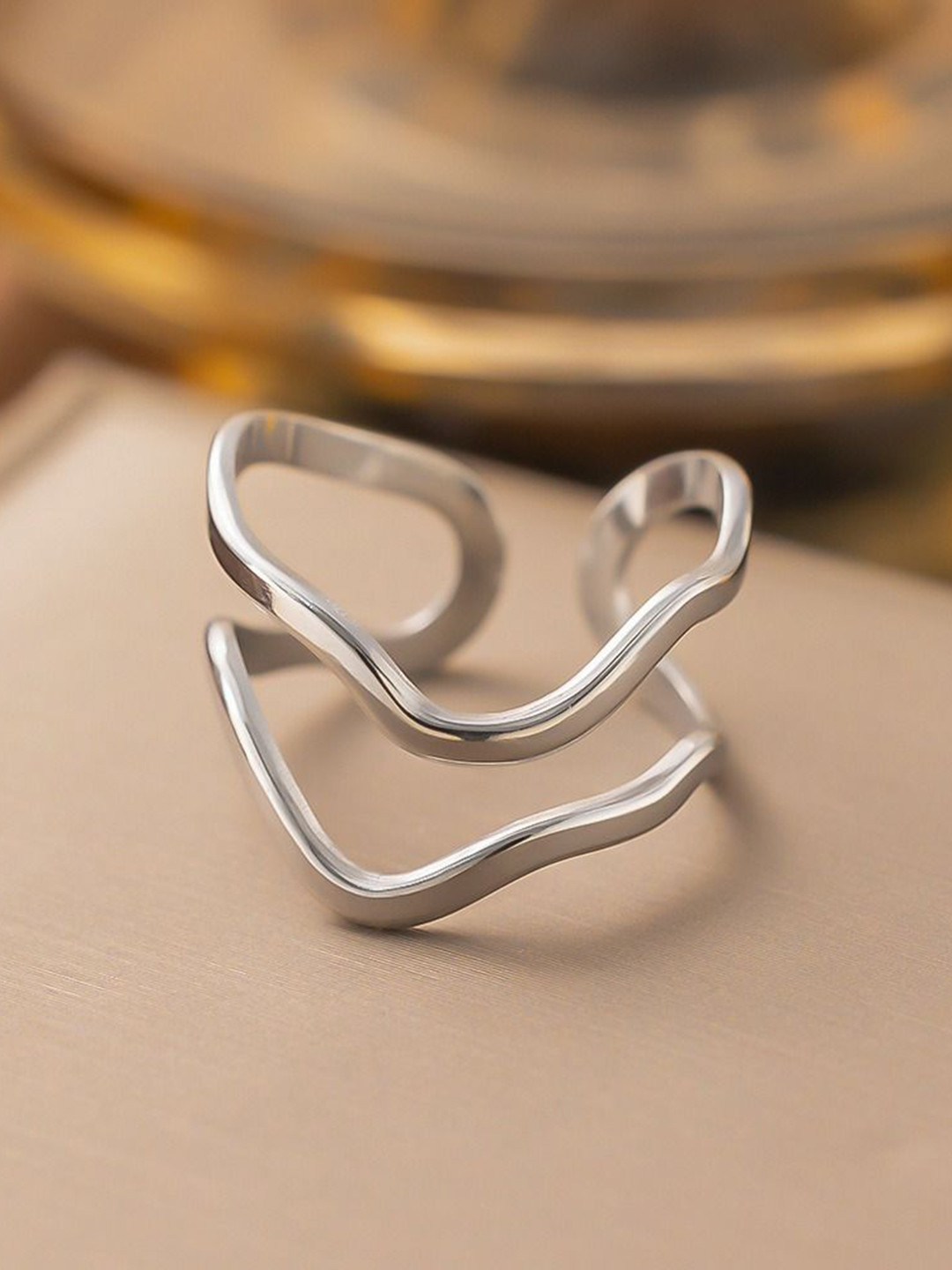 MYKI Flawless Stainless Steel Silver-Plated Finger Ring