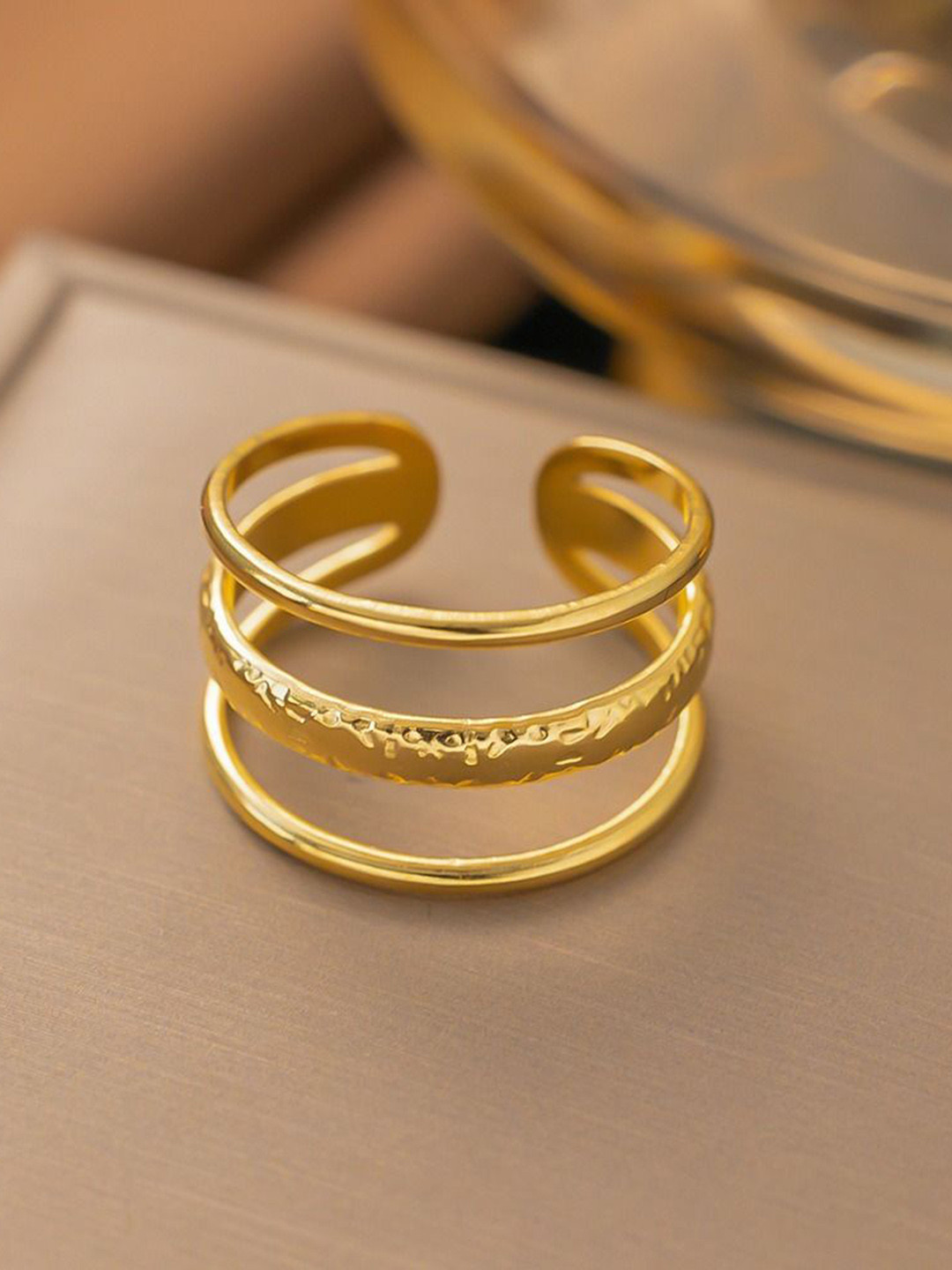 MYKI Marvellous Stainless Steel Gold-Plated Finger Ring