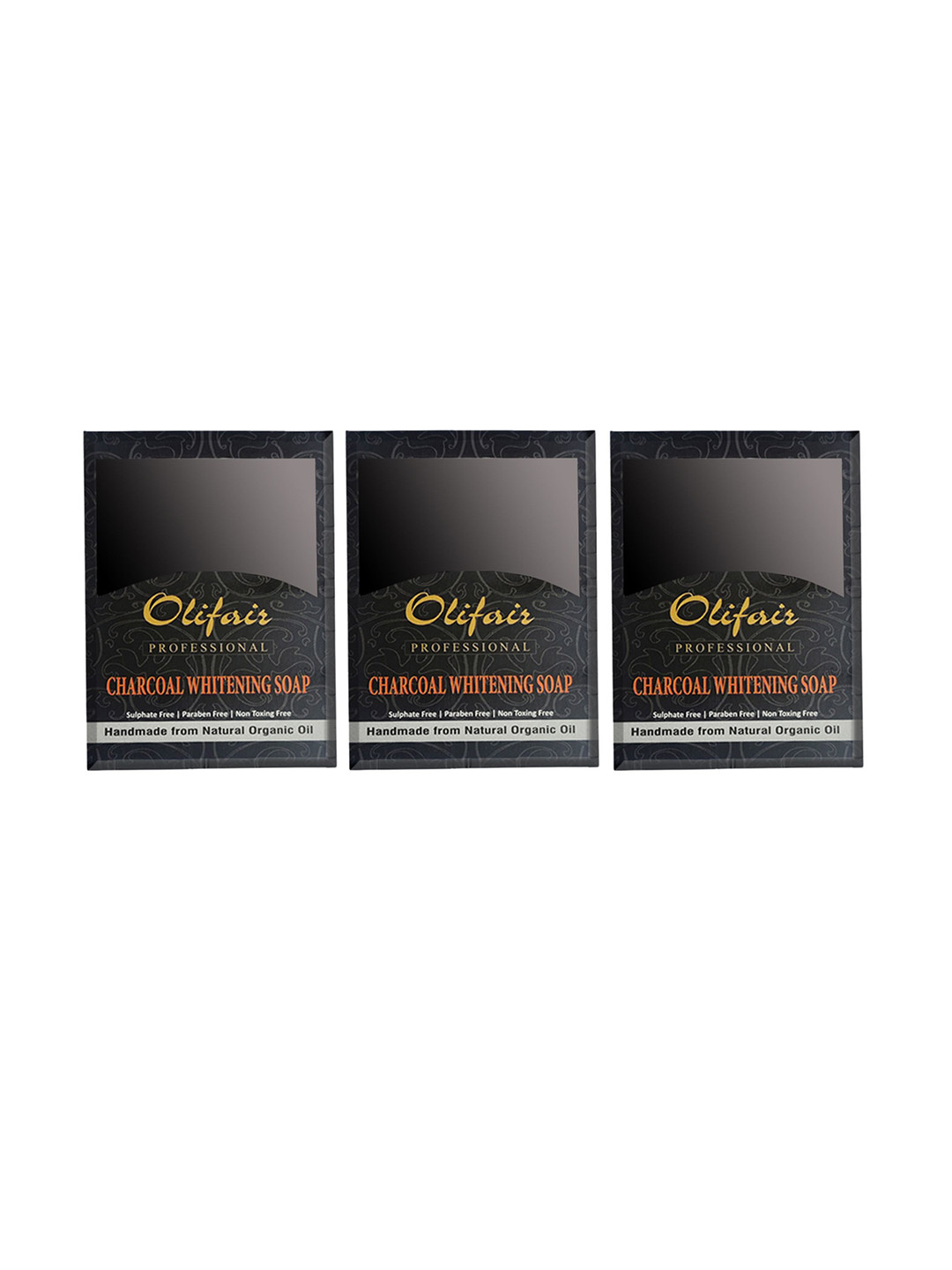 Olifair Set Of 3 Charcoal Whitening Soap With Vitamin B3 - 120 g Each