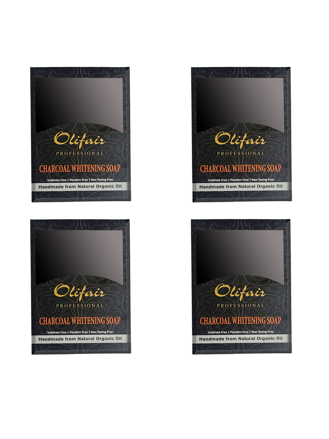 Olifair Set Of 4 Charcoal Whitening Soap With Vitamin B3 - 120 g Each