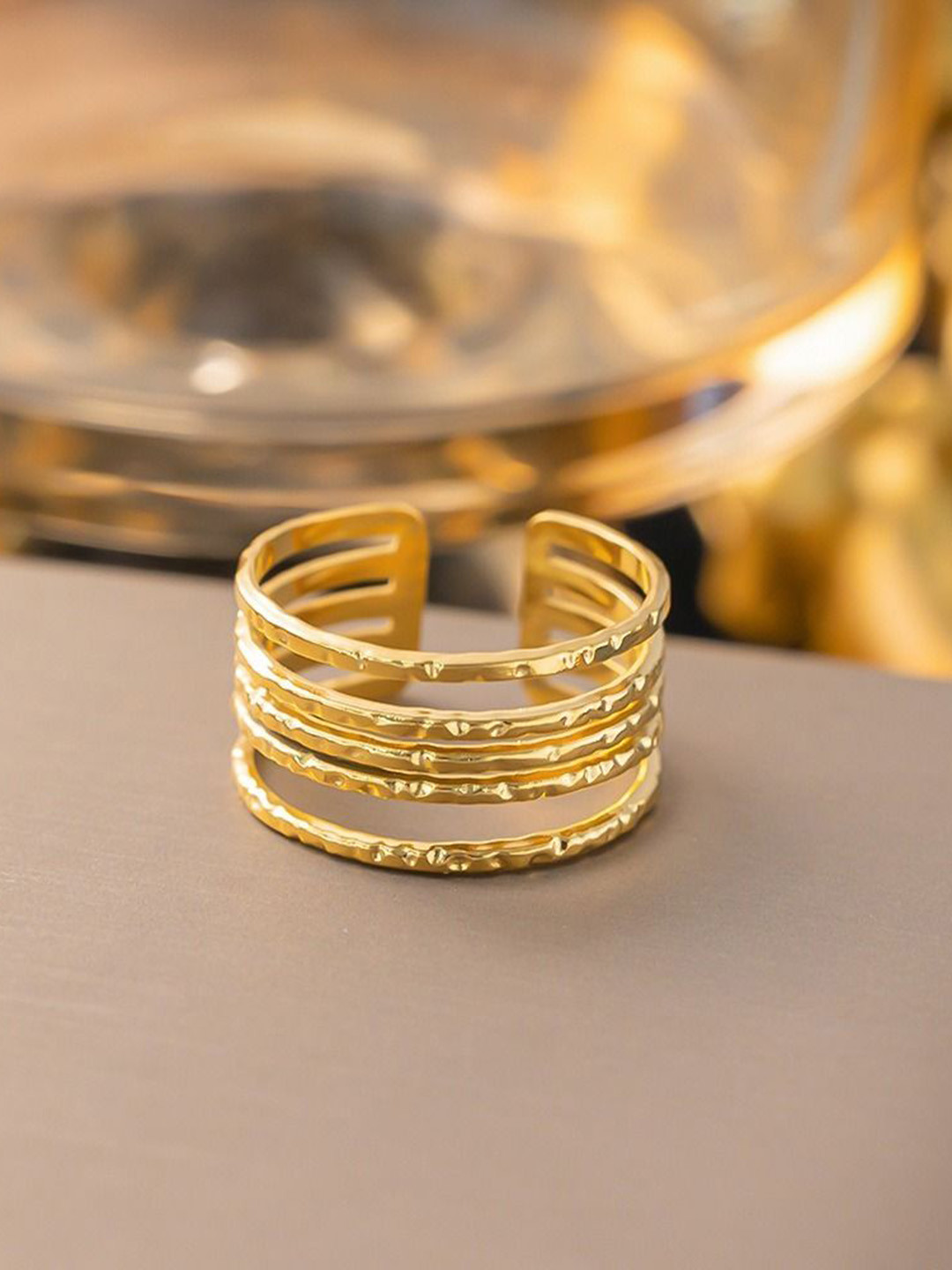 MYKI Gold-Plated Stainless Steel Adjustable Terrific Finger Ring