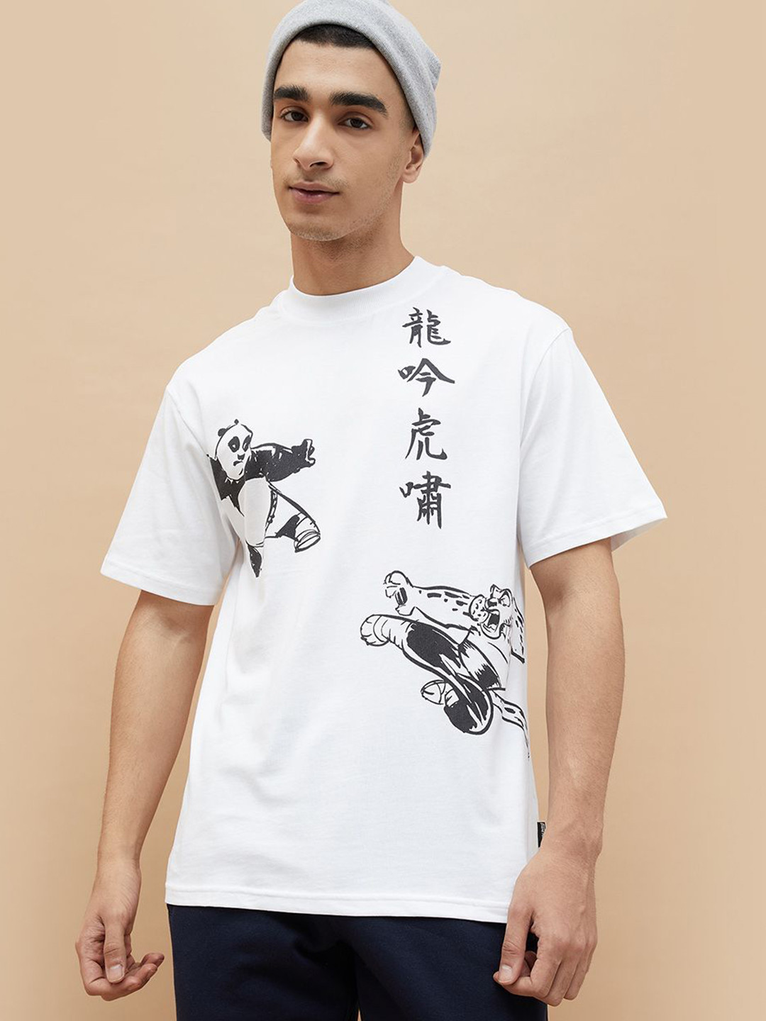 Fame Forever by Lifestyle Men Graphic Printed Cotton Relaxed Fit Kung Fu Panda T-shirt