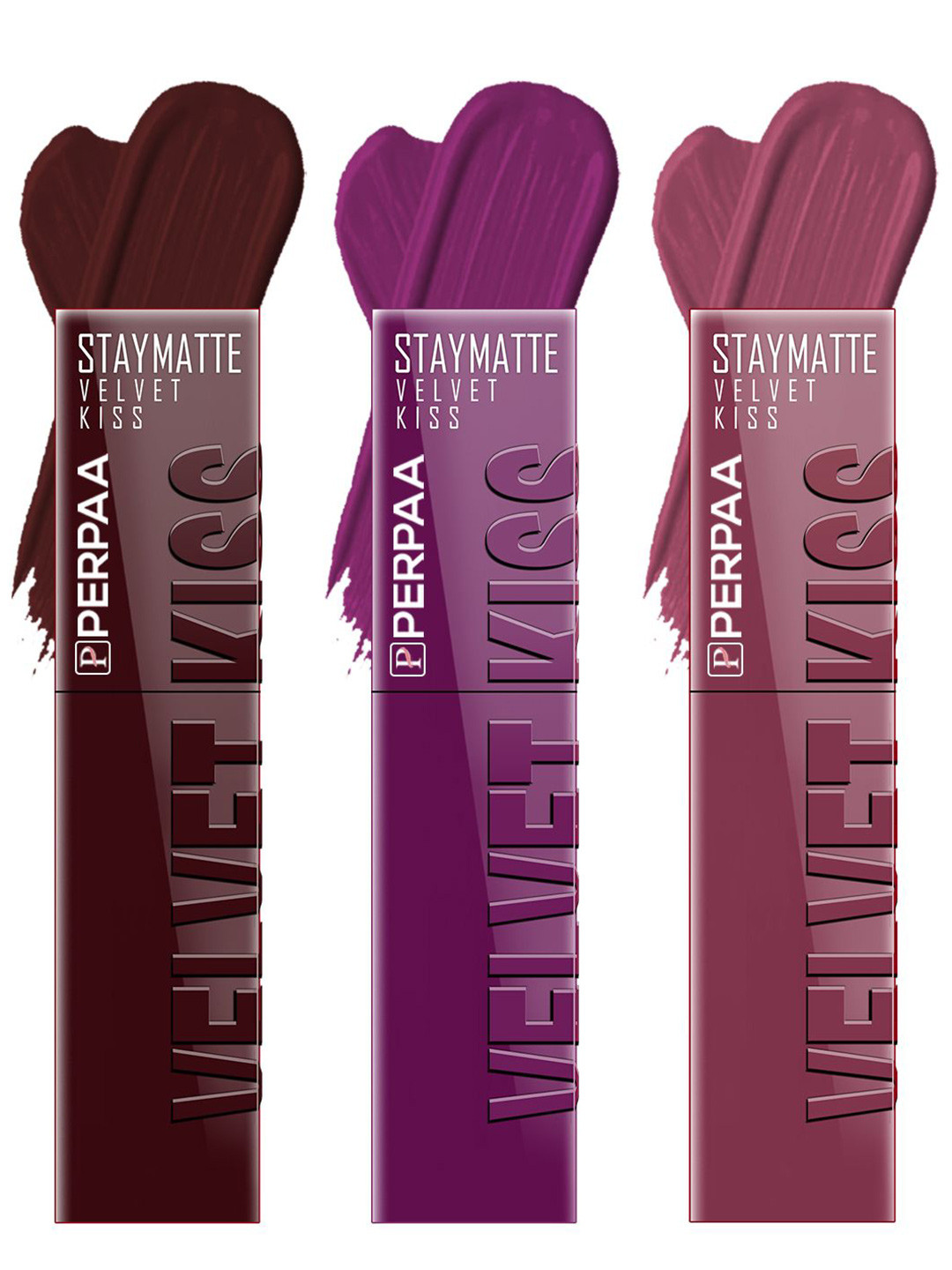 PERPAA Velvet Kiss Set Of 3 Waterproof Matte Lipstick -3.5 ml Each- Shades - 02- 03- 04