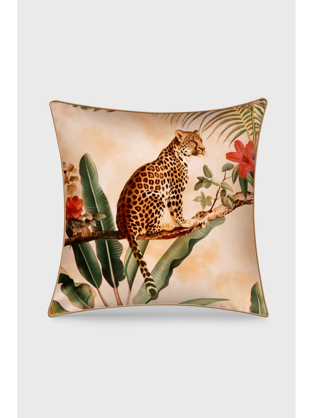 Mirooh Brown & Beige Cheetha Printed Velvet Cushions