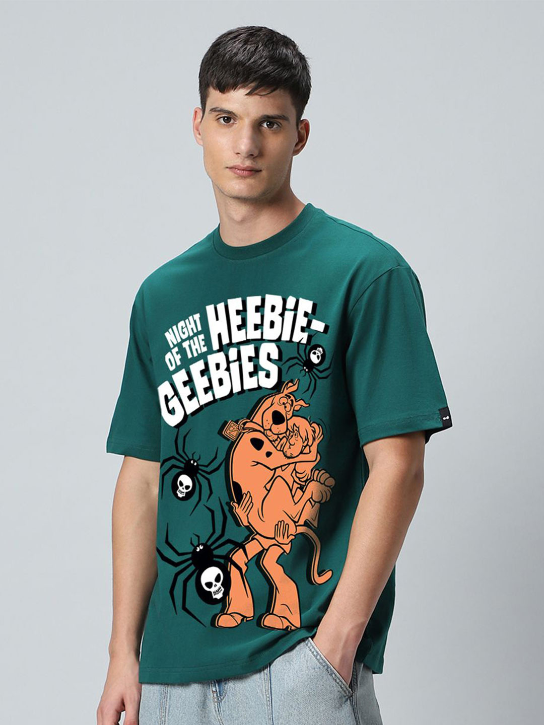 Bewakoof Men Graphic Printed Round Neck Pure Cotton Oversized Scooby-Doo T-shirt