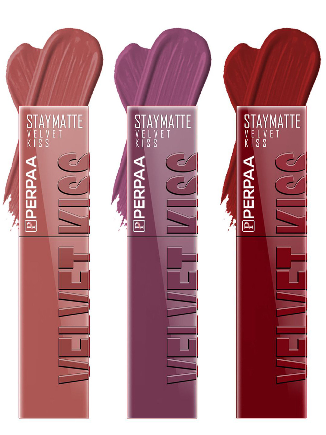 PERPAA 3-Pc Velvet Kiss Stay Matte Waterproof Liquid Lipstick 3.5 ml each - Shade 05-06-09
