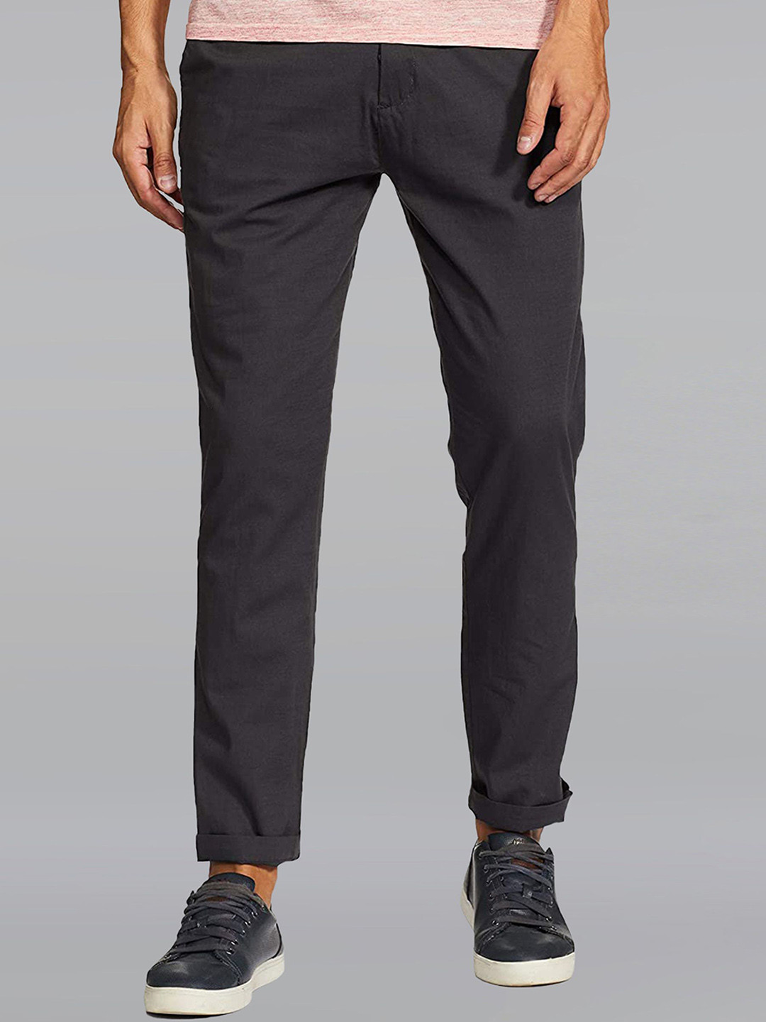 Dream of Glory Inc Men Relaxed Straight Leg Mid-Rise Cotton Trousers