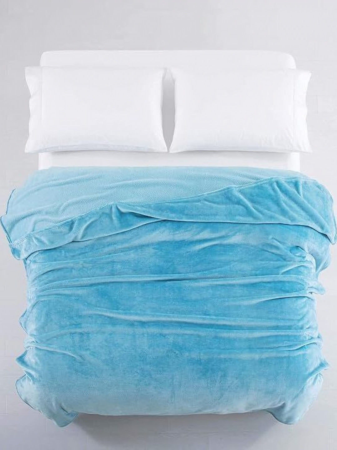 BREVARD Blue Woollen 300 GSM AC Room Double Bed Blanket