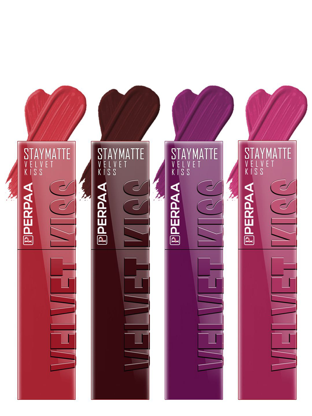 PERPAA 4-Pc Velvet Kiss Stay Matte Waterproof Liquid Lipstick 3.5 ml each - Shade 1-2-3-8