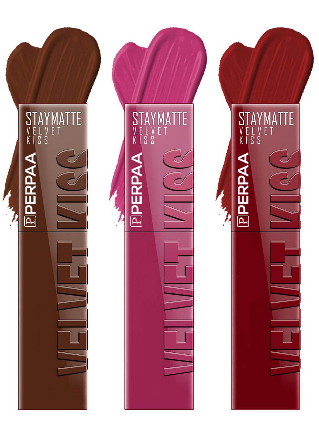 PERPAA Velvet Kiss Set Of 3 Waterproof Matte Lipstick -3.5 ml Each -Shades 07- 08- 09