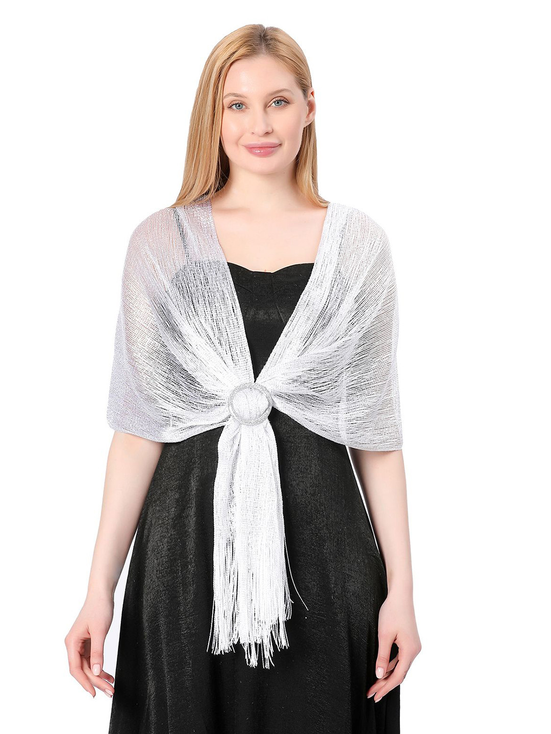 CrossKulture Women Stole for Buckle Dress has Tasselled Border