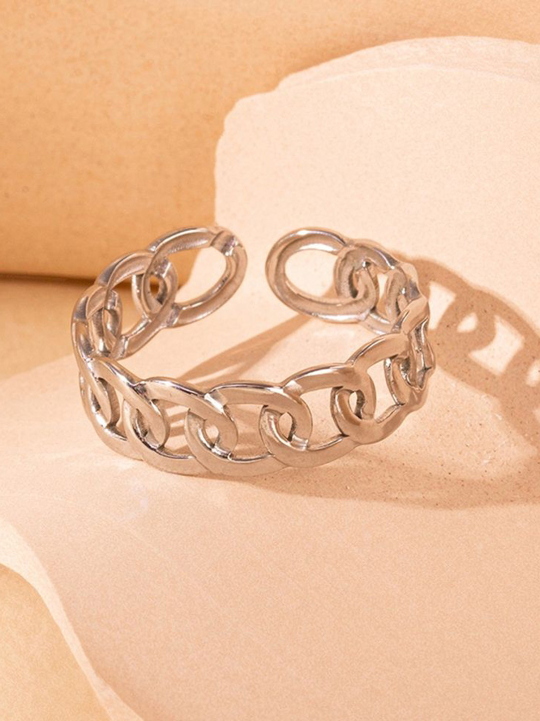 MYKI Silver-Plated Stainless Steel Engaging Finger Ring