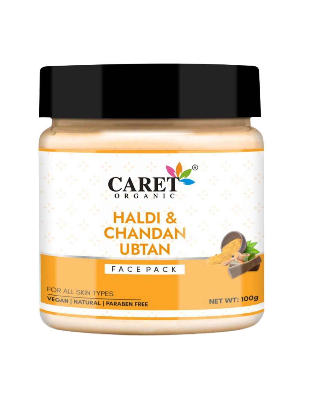 CARET ORGANIC Set of 4 Face Pack & Papaya Face Wash & Kesar Gel & Almond Body Lotion Combo