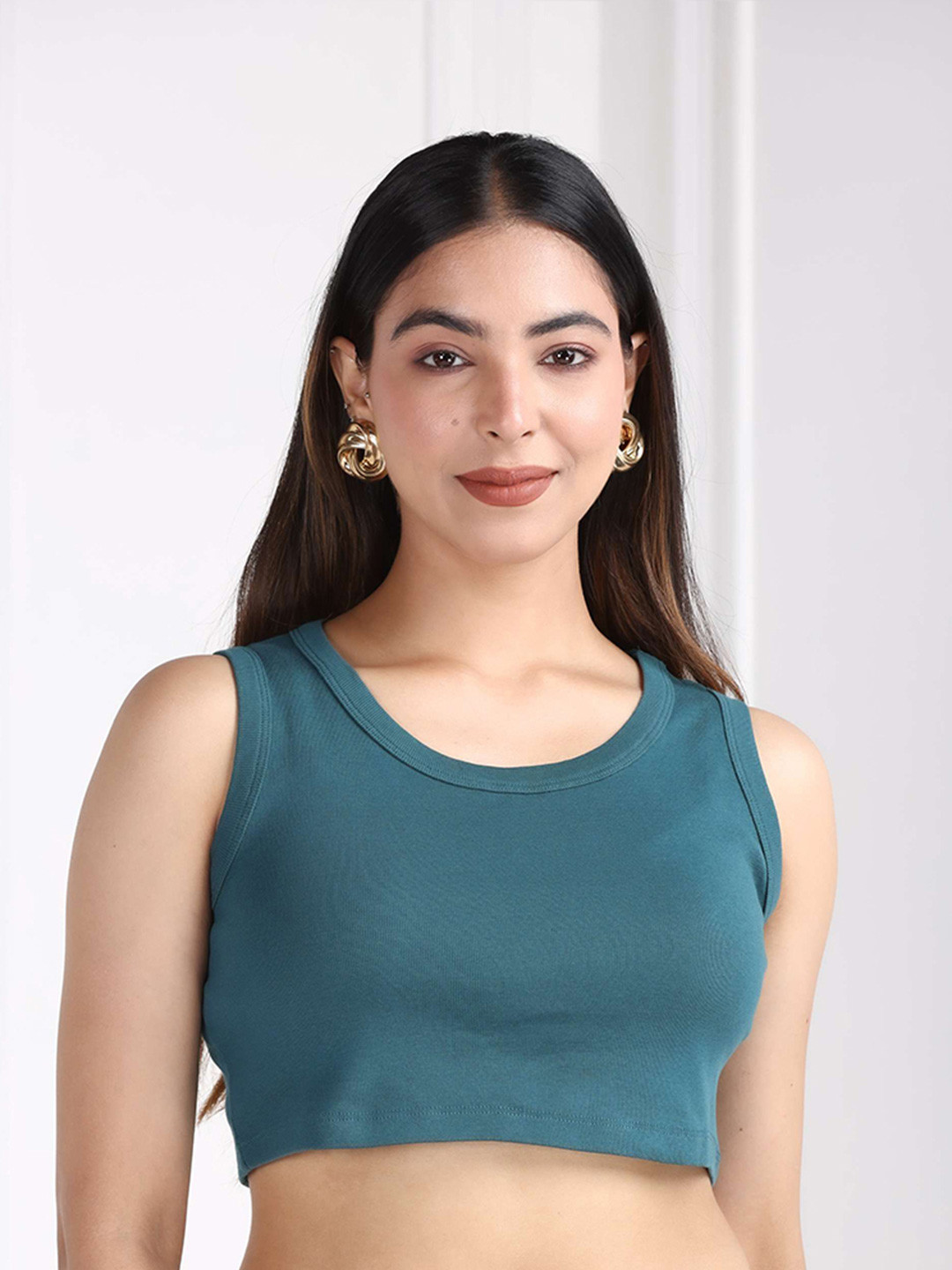 Mlada Round Neck Regular Fit Sleeveless Cotton Ribbed Top