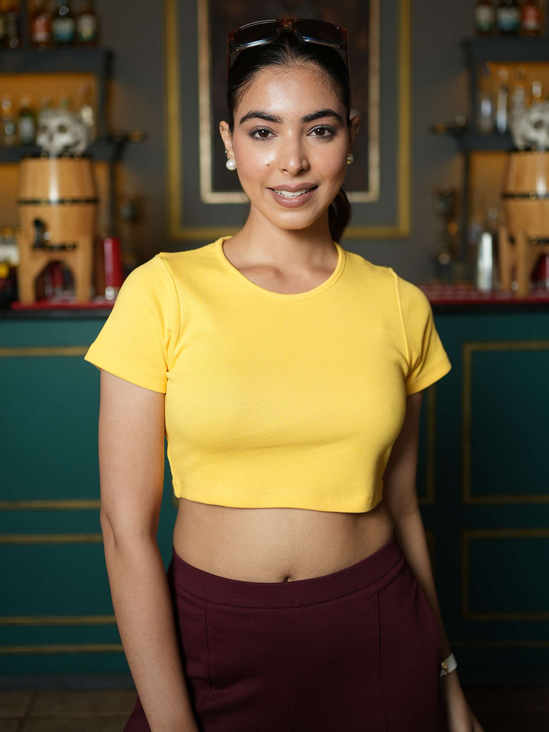 Mlada Short Sleeves Regular Round Neck Crop Top T-shirts