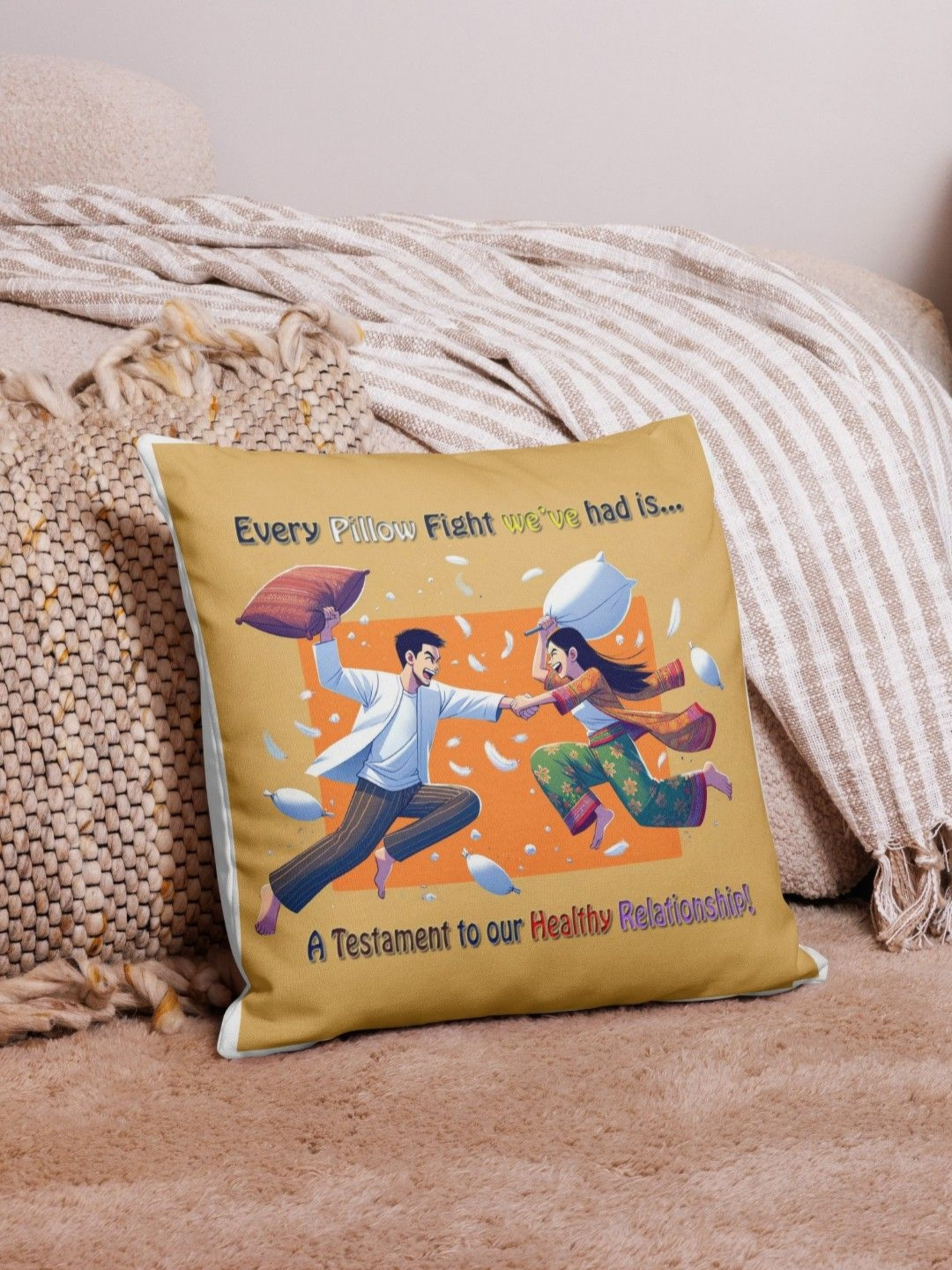 bettergiftflowers Yellow & White Typography Printed Square Filled Cushions