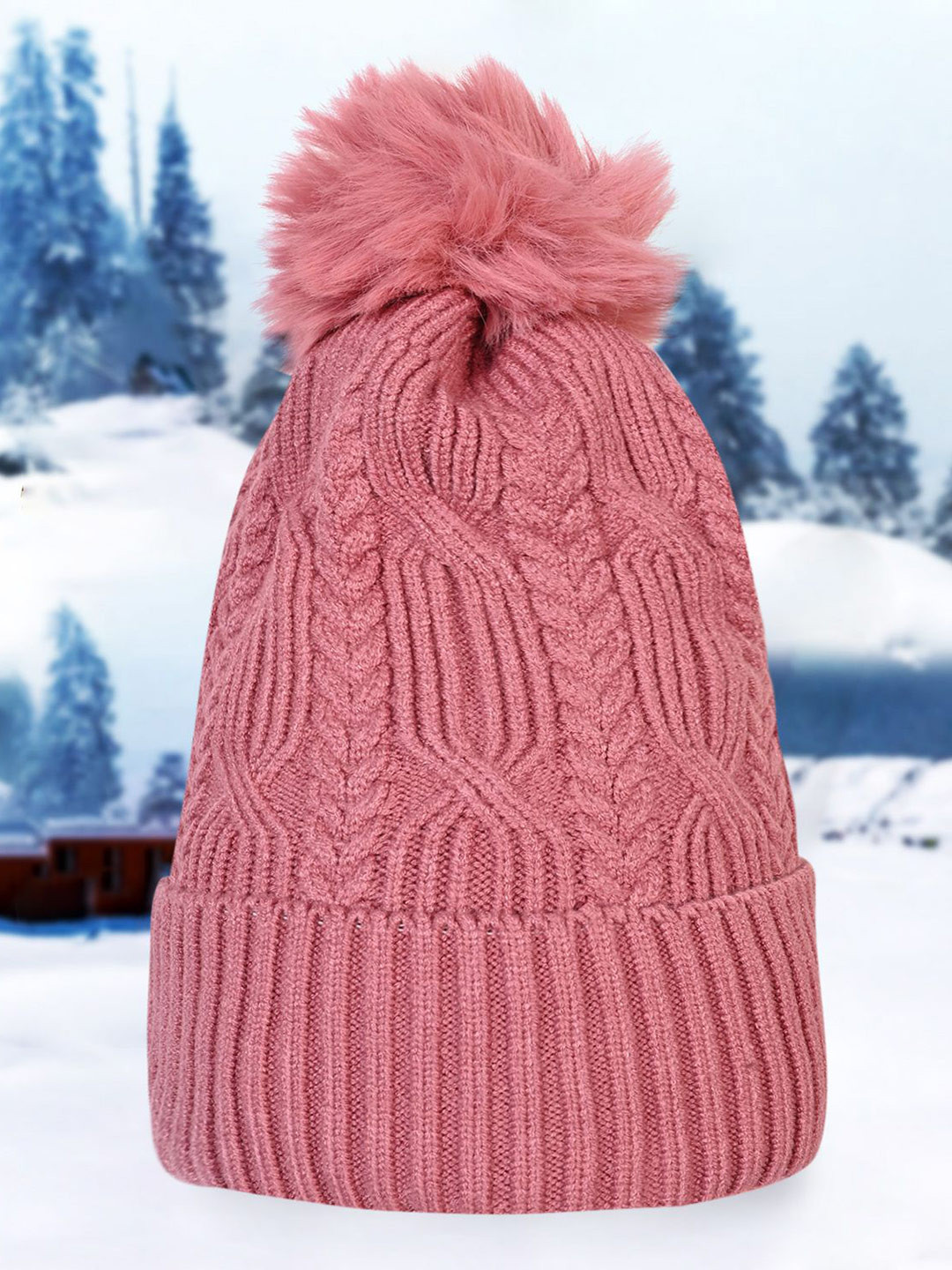 LOOM LEGACY Women Acrylic Pink Beanie