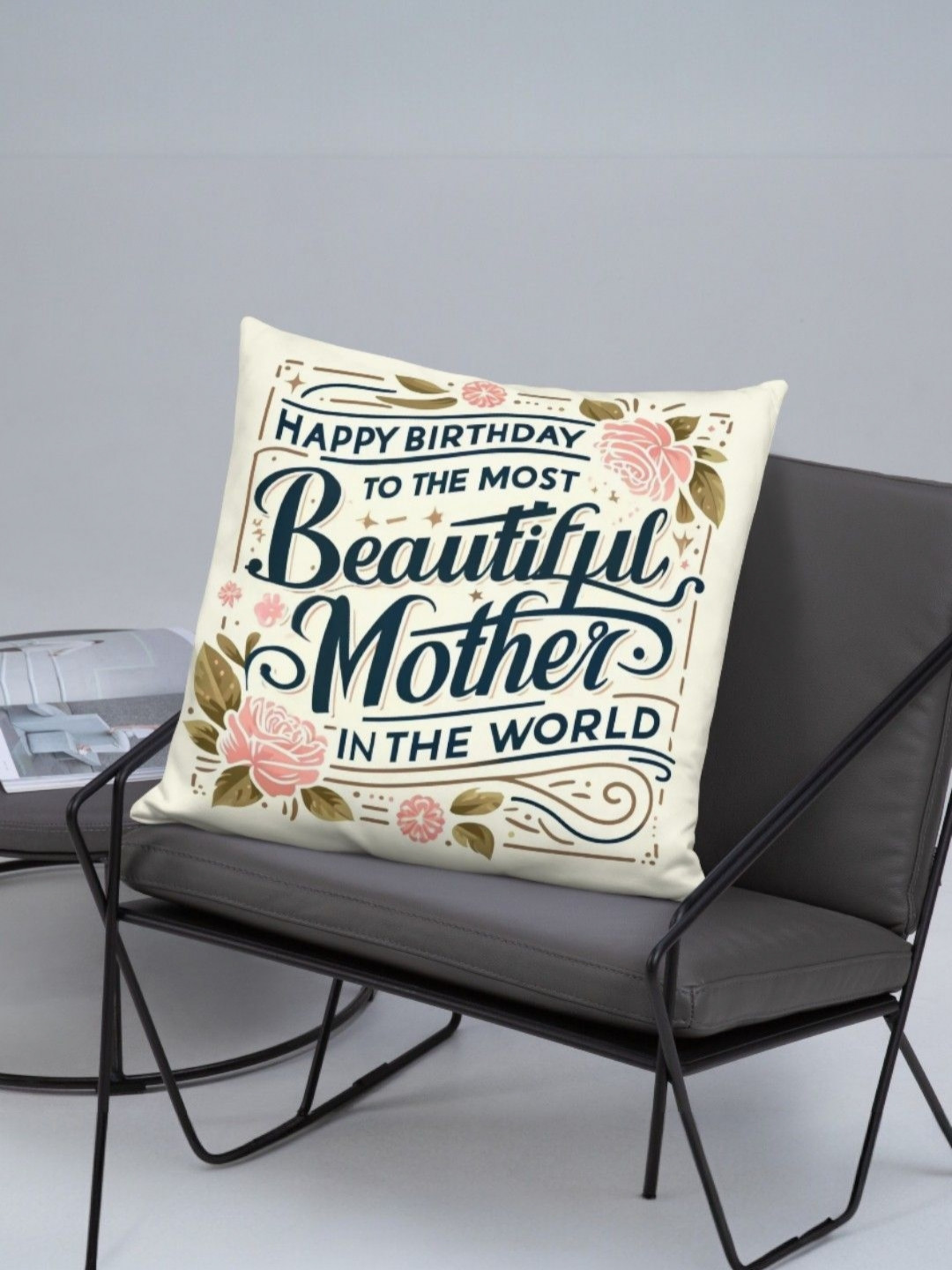 bettergiftflowers Off White Happy Birthday Beautiful Mother Printed Square Filled Cushions