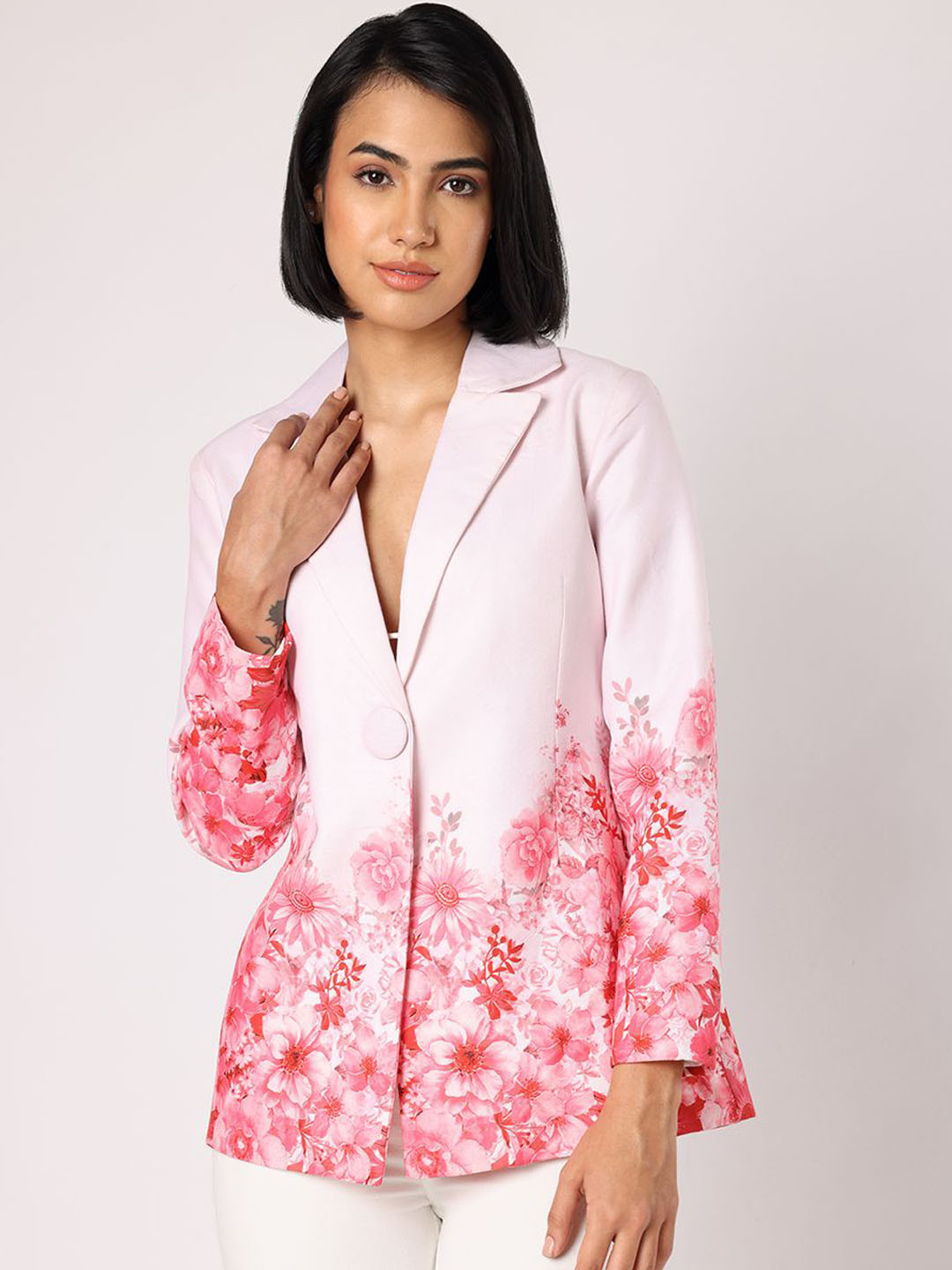 BLANC9 Printed Notched Lapel Single-Breasted Blazers