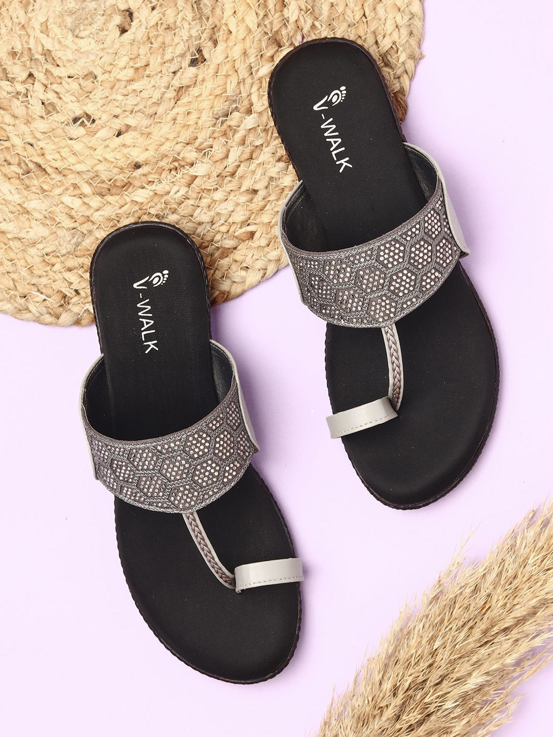 V-WALK Women Embellished Slip-Ons One Toe Flats