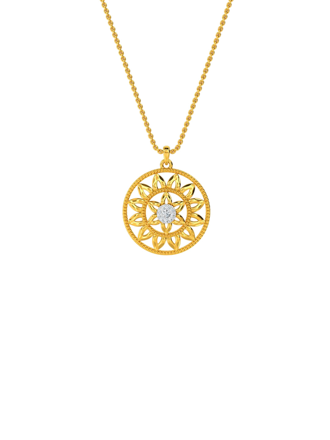 KISNA DIAMOND AND GOLD JEWELLERY Women 18KT Mandala Diamond Pendant