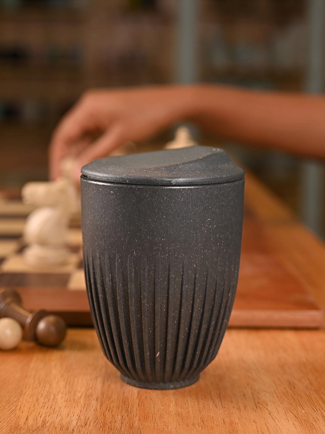 eha Grey Textured Plastic Dishwasher Safe Cup-360ml