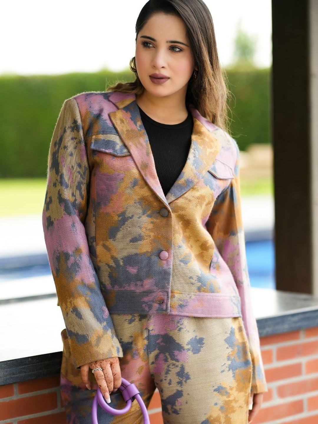 HOUSE OF KIRNA'S WITH LOGO OF HOK Shawl Neck Printed Blazer & Trouser