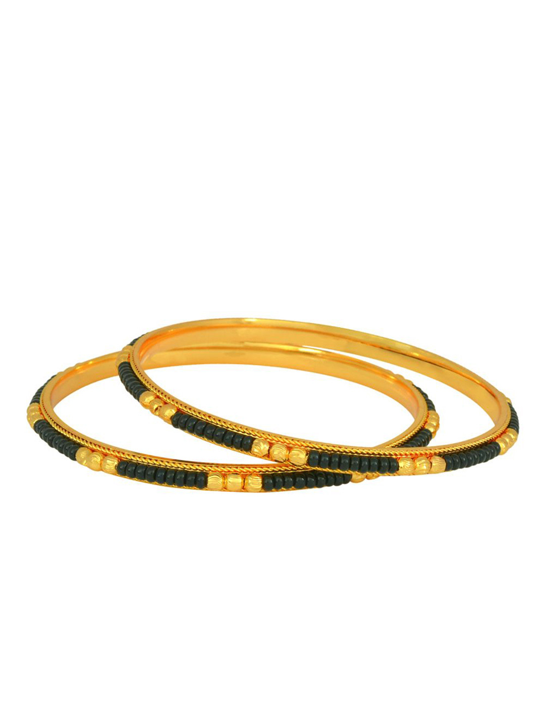 MEMOIR Set Of 2 Gold Plated Beaded Mangalsutra Compatible Bangles