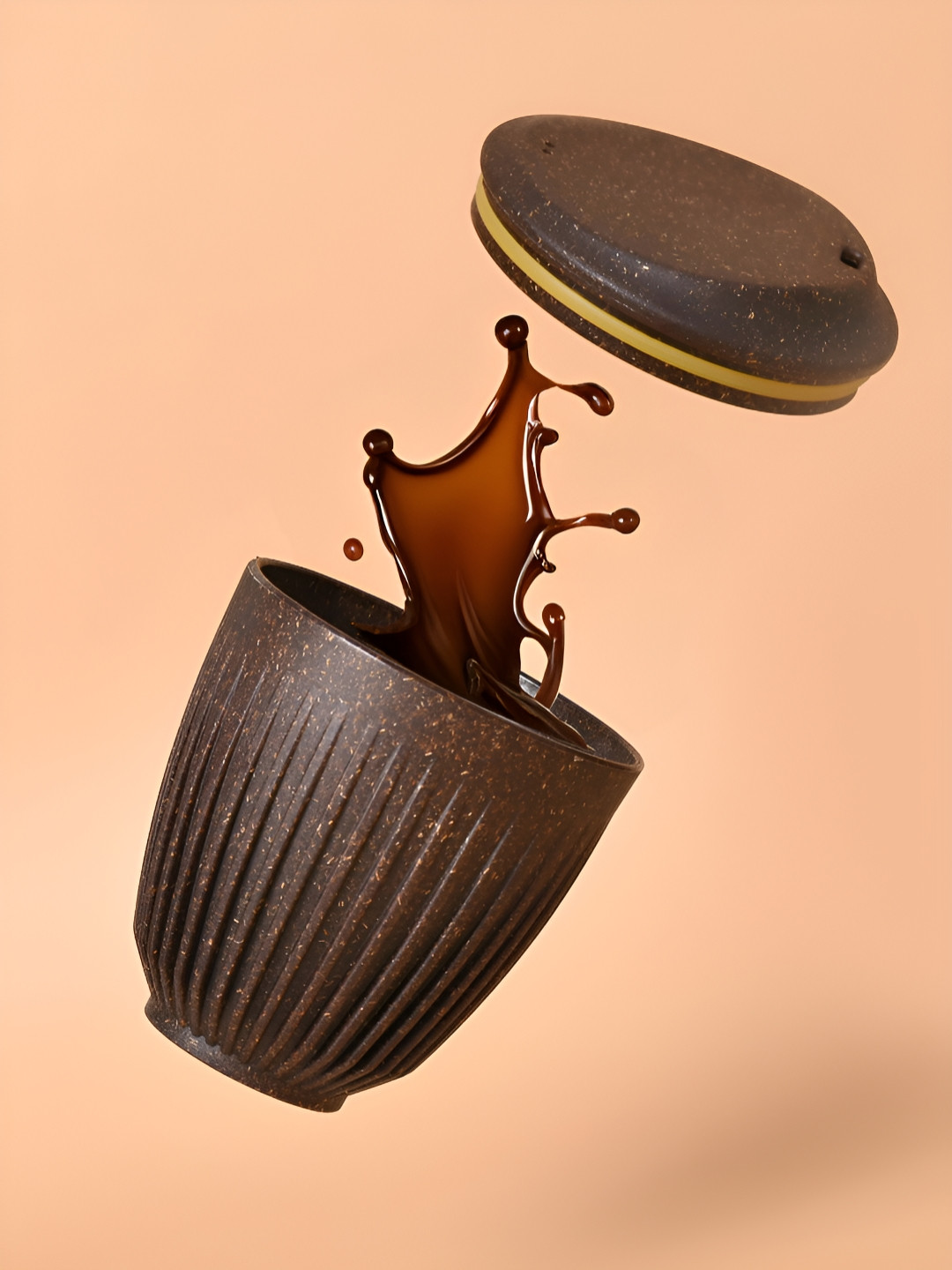 eha Sunehari Brown Textured Ceramic Microwave Safe Mug-250ml