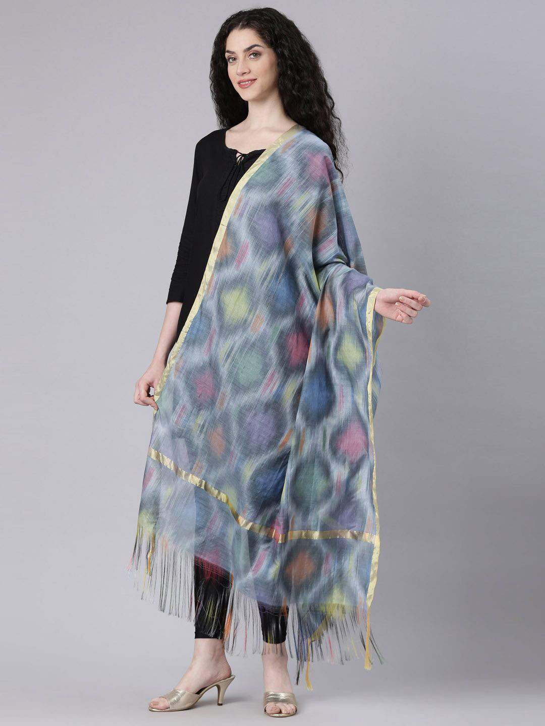Souchii Geometric Tie & Dyed Dupatta