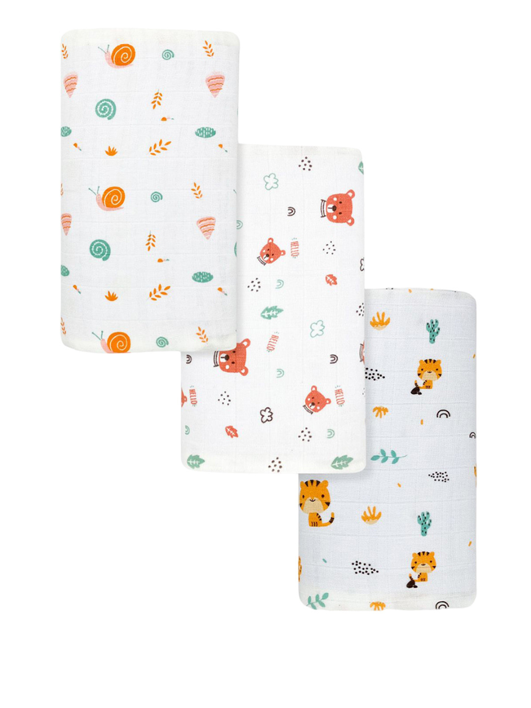BAESD Kids 3-Pcs Printed Pure Cotton Swaddle Warp