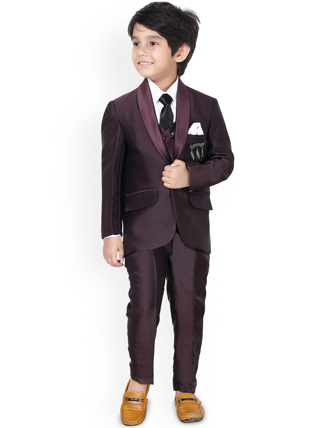 BAESD Boys 5 Piece Single-Breasted Shawl Collar Suit