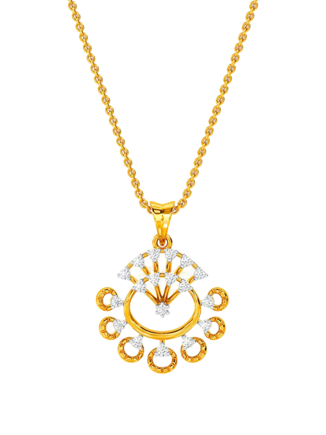 KISNA DIAMOND AND GOLD JEWELLERY Women 14KT Yellow Gold Diamond Pendent weight: 0.17 carat