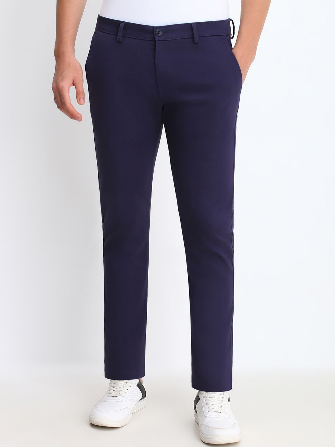 Allen Solly Men Cotton Ultra Solid Mid-Rise Slim Fit Formal Trousers