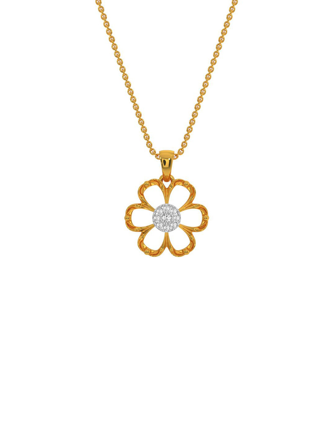 KISNA DIAMOND AND GOLD JEWELLERY Women 14KT Simple Flower Pendant