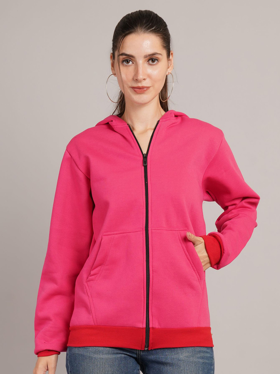 Parona Women Hooded Front-Open Sweatshirt