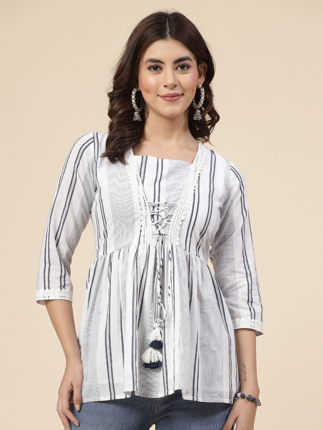 Shangri LA MS Designs Women Vertical Stripes Top