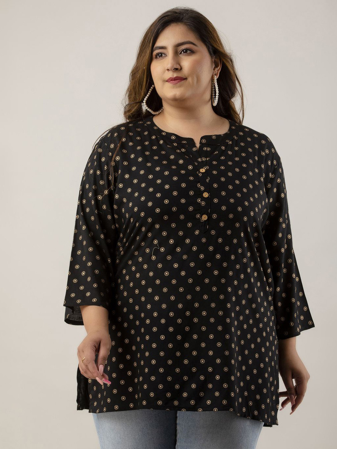 Fashion Zest Women Plus Size Printed Short Kurti