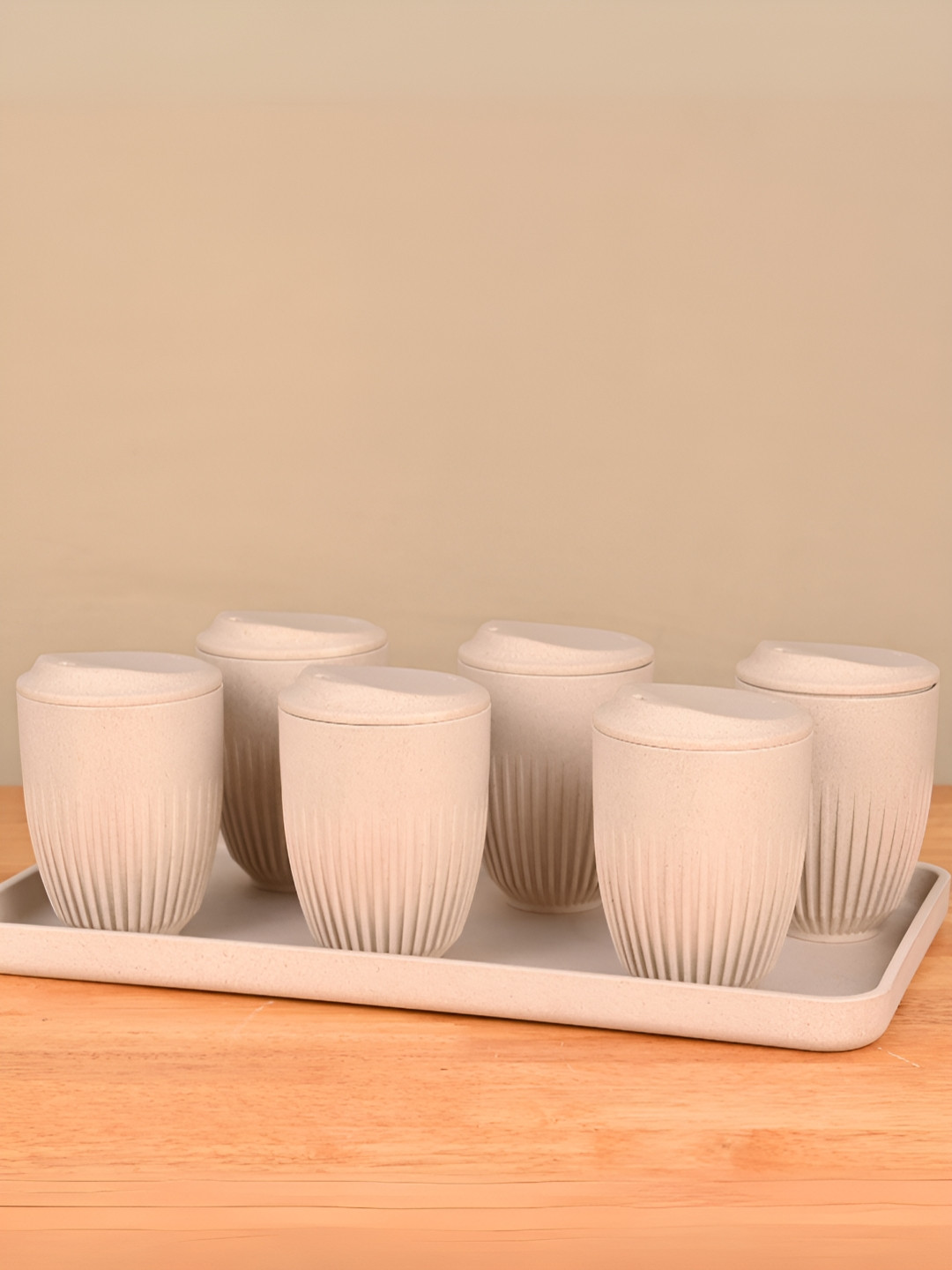 eha Peach Textured Biocomposite Microwave Safe 6 Piece Cups-350ml