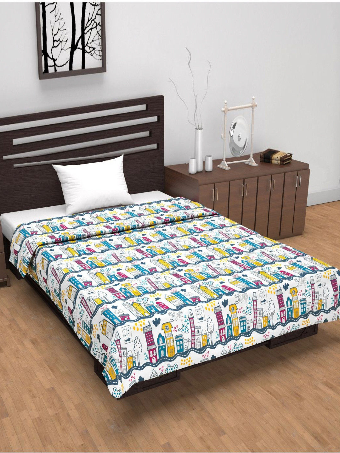 Divine Casa sleepy safari White Printed Cotton AC Room Reversible 120 GSM Single Bed Dohar