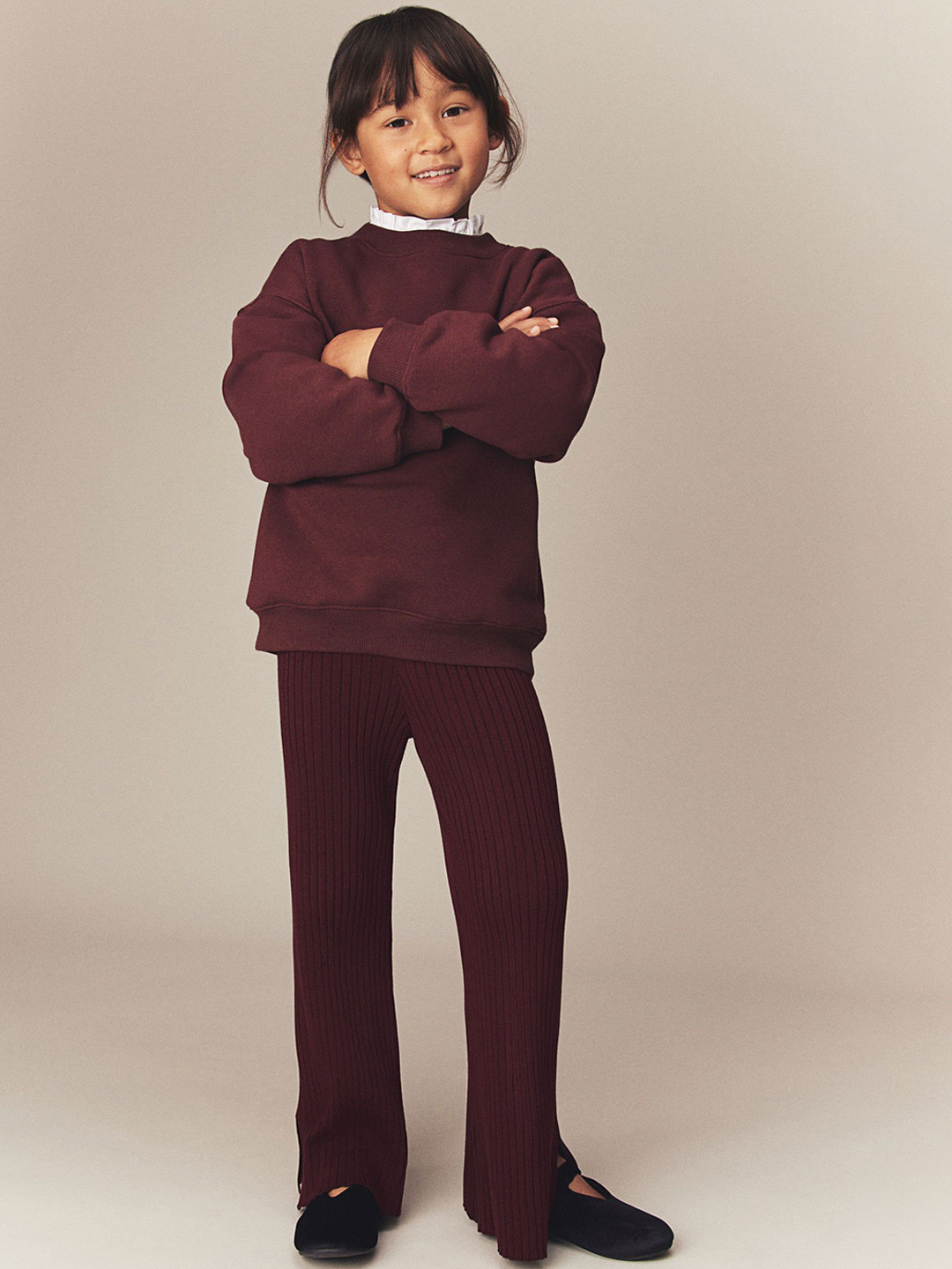 H&M Infant Girls Flared Rib-Knit Trousers