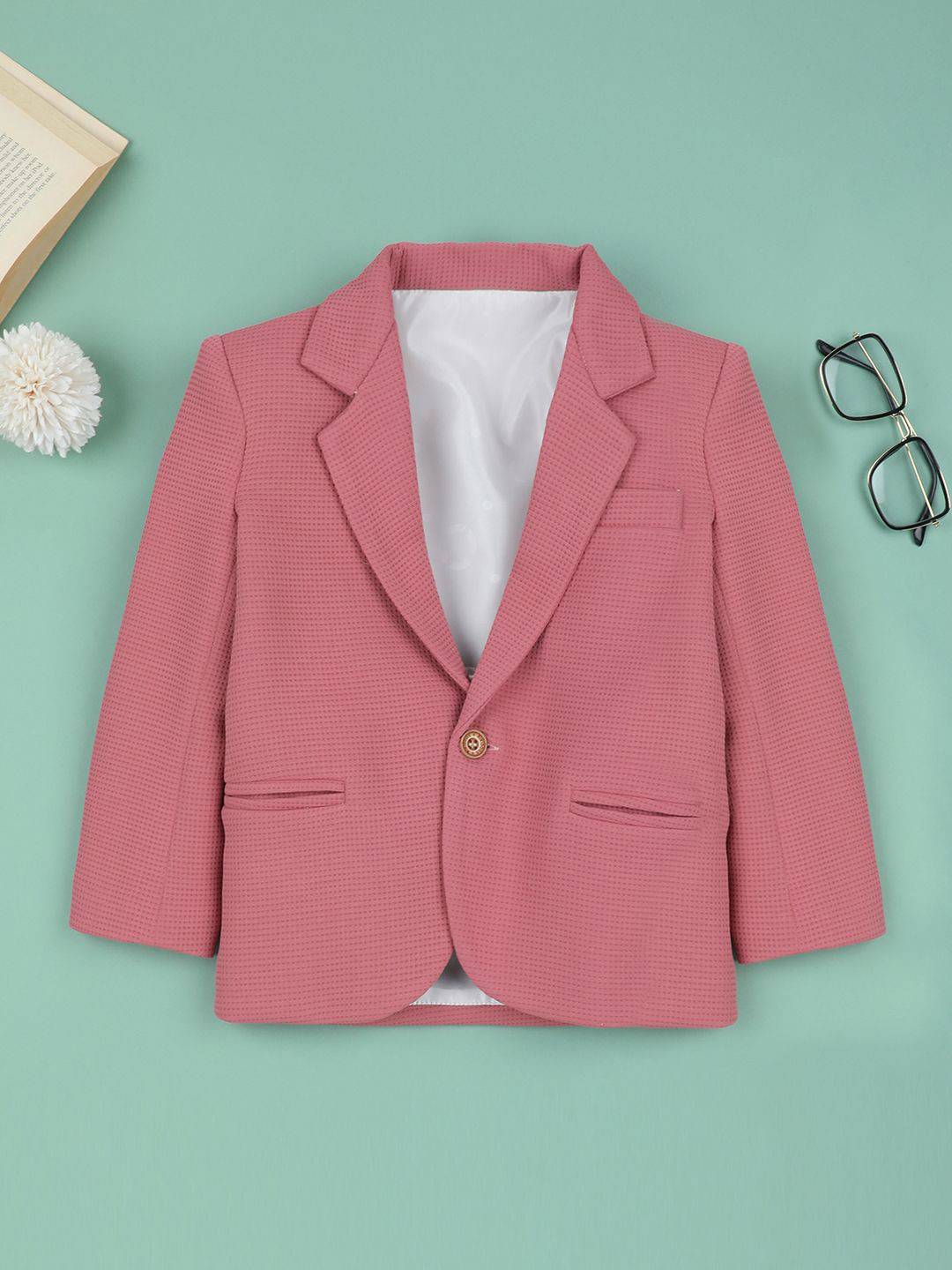 Ridokidz Boys Notched Lapel Collar Single-Breasted Casual Blazer