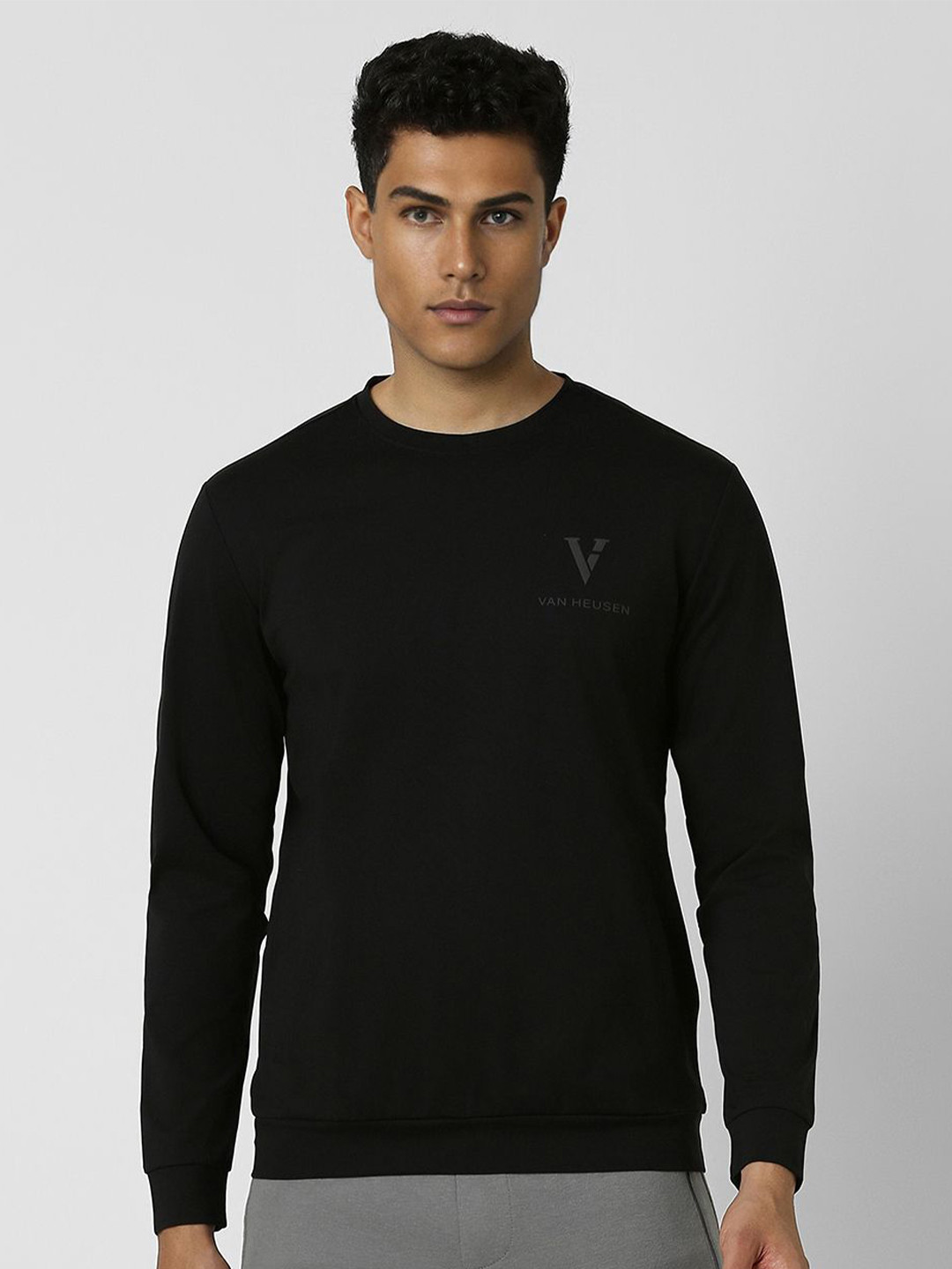 Van Heusen Men Brand Logo Printed Round Neck Long Sleeves Pullover Sweatshirt