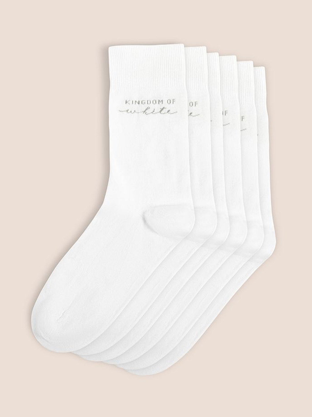 KINGDOM OF WHITE Men Pack Of 3 Pure Cotton Calf Length Socks