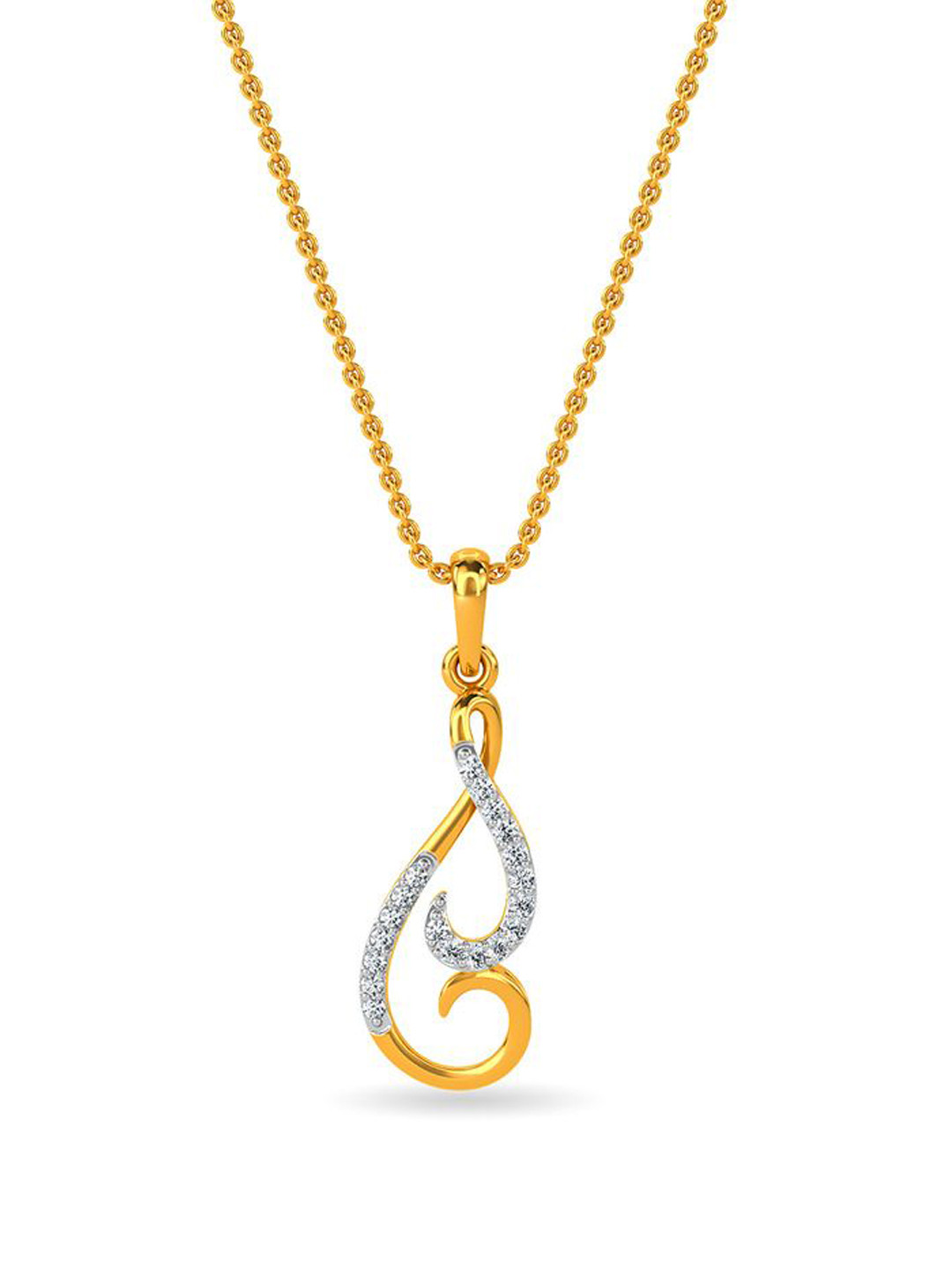 KISNA DIAMOND AND GOLD JEWELLERY Women 14KT Yellow Gold Diamond 0.1 carat Pendent