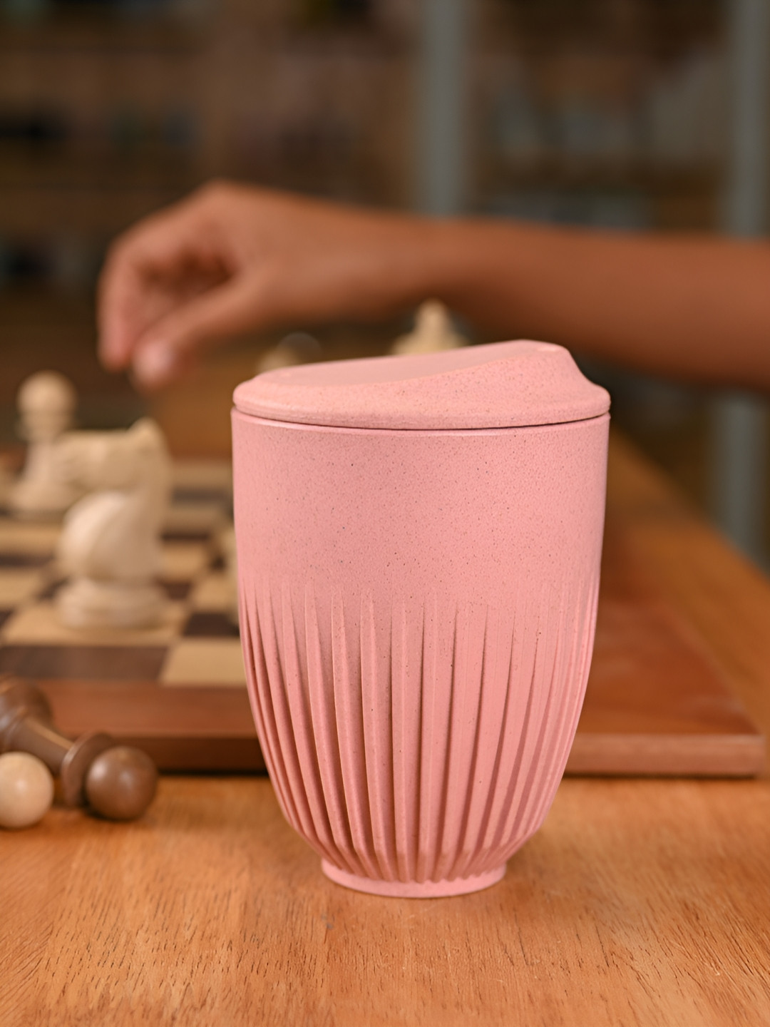 eha Aerial Moments Pink Textured Biocomposite Microwave Safe Cup-350ml