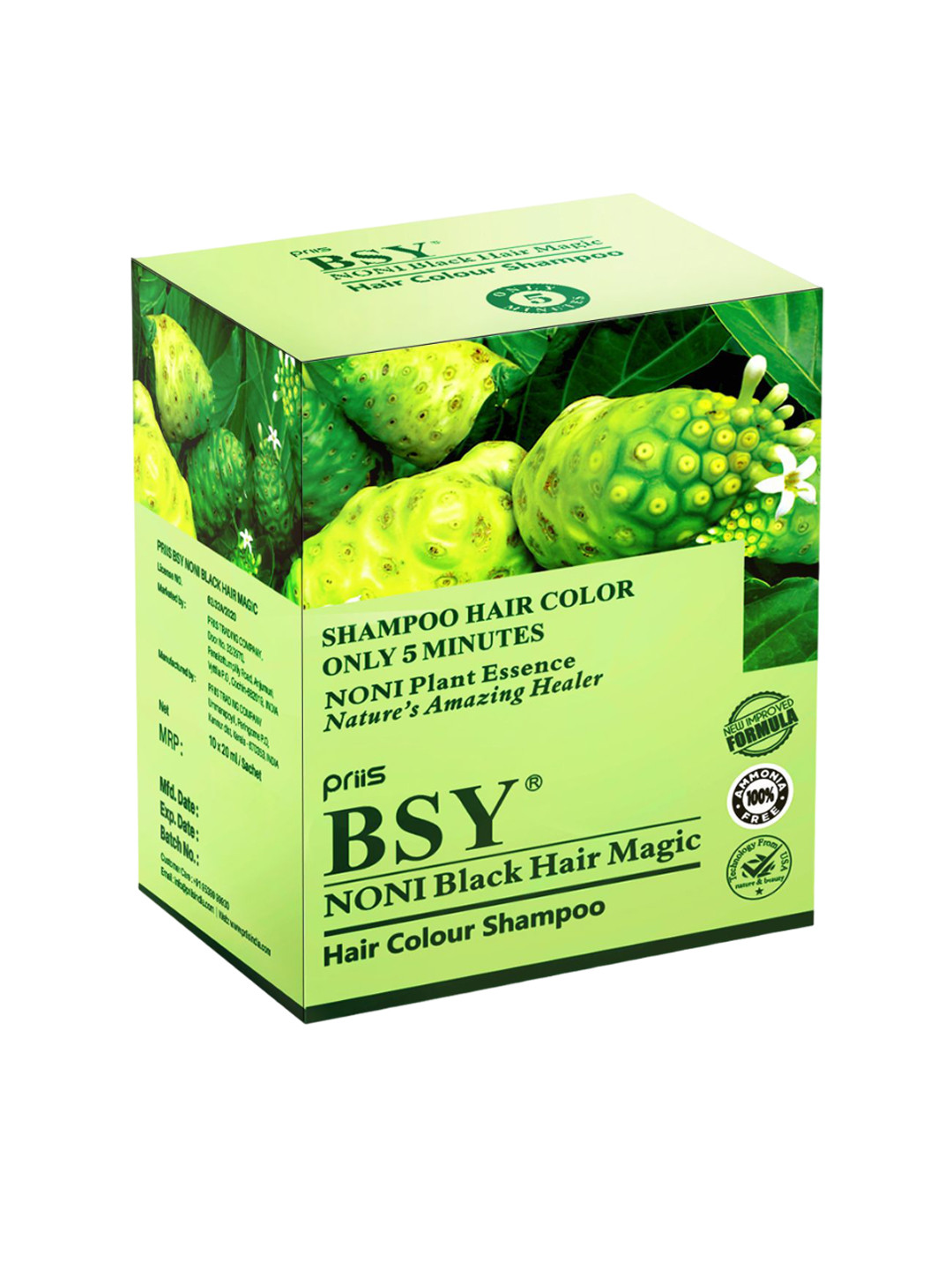 PRIIS BSY Noni Black Hair Magic Hair Color Shampoo - 20 ml Each
