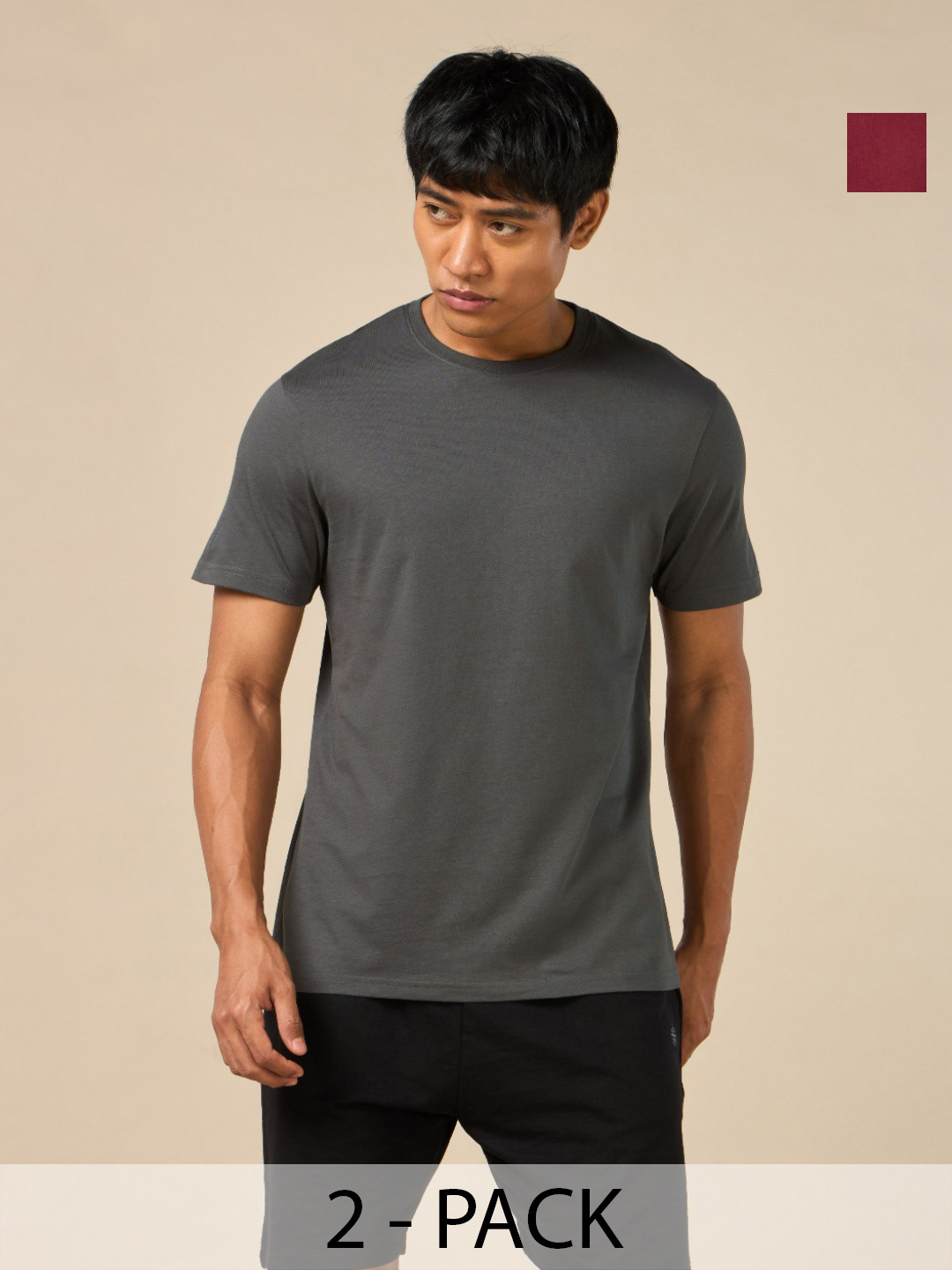 CULT Men's Bio Finish Solid Pure Cotton Pack of 2 Sports T-shirts