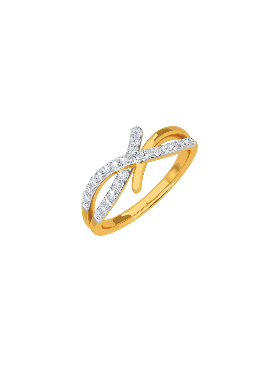 KISNA DIAMOND AND GOLD JEWELLERY 18KT Crossover Diamond Ring 0.19 Carat