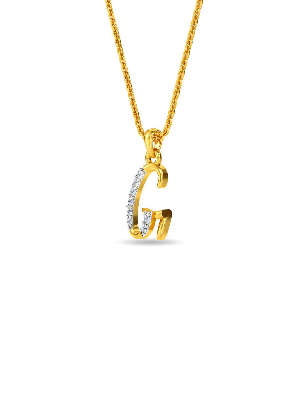 KISNA DIAMOND AND GOLD JEWELLERY Esthar Women 14KT Yellow Gold Diamond Pendent 0.06 carat